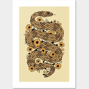 Floral snake Posters and Art